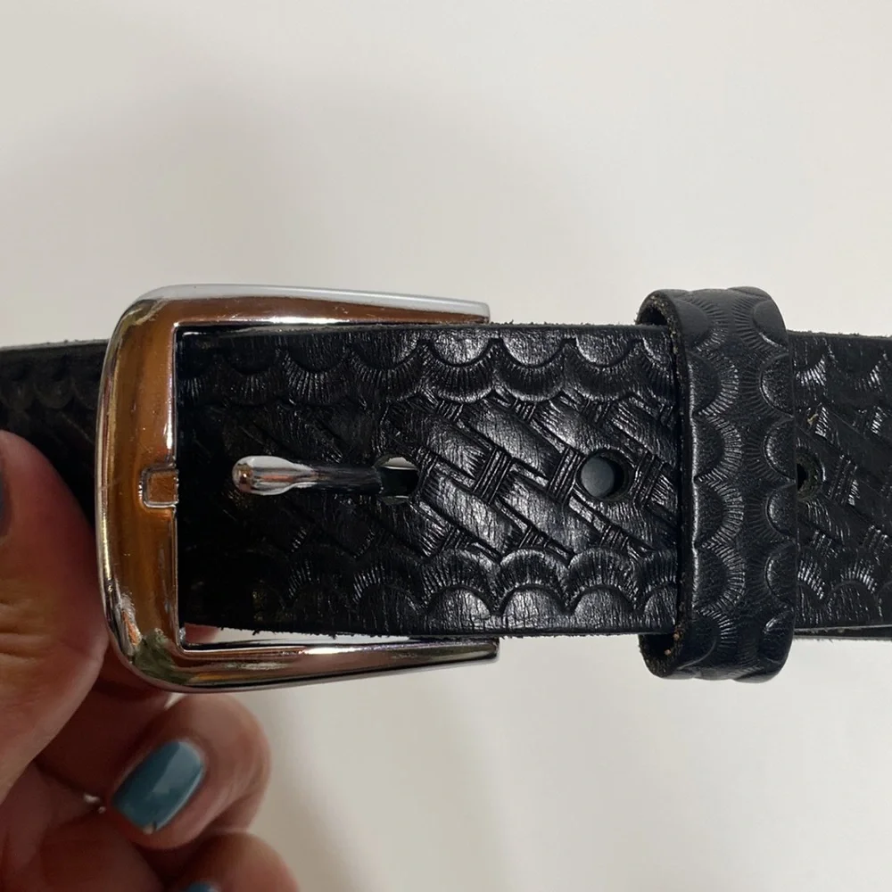 Police Law Pro Top Black Grain Leather Basket Weave Belt